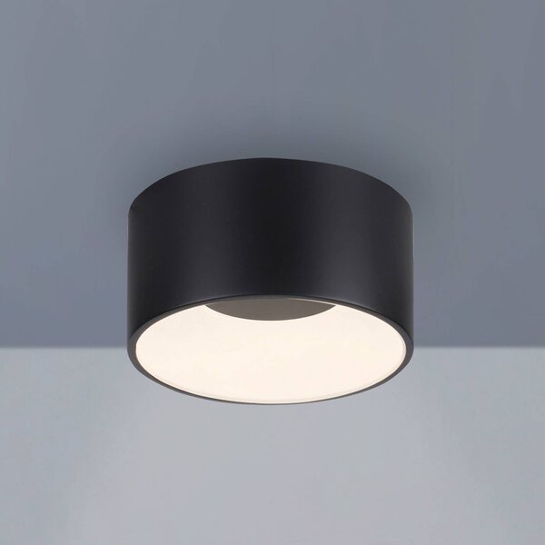 JUST LIGHT. GmbH LED mennyezeti lámpa Tanika fekete, Ø16cm, dimmelhető, dimmelhető, Fekete, Nappali / Étkező, Kerámia, Modern
