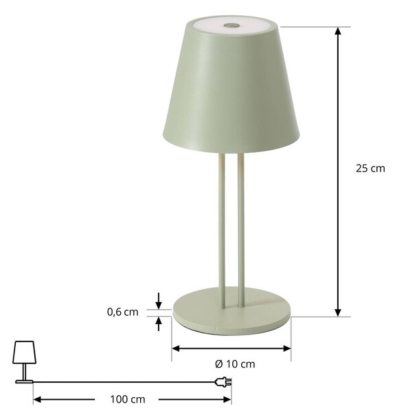 Lindby LED-es újratölthető asztali lámpa Janea TWIN, zöld, fém, dimmelhető, Zöld, fém, Modern