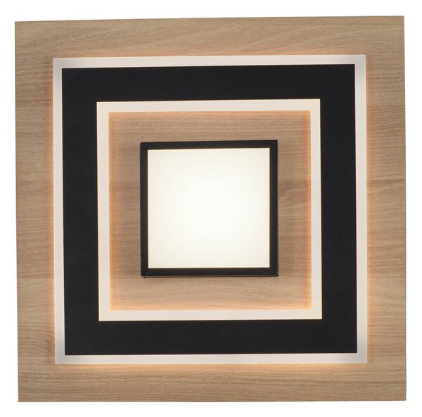 JUST LIGHT. GmbH LED mennyezeti lámpa Tola, szögletes, 2-lámpás, fa, 3000 K, Világos fa, Nappali / Étkező, Fa, Modern