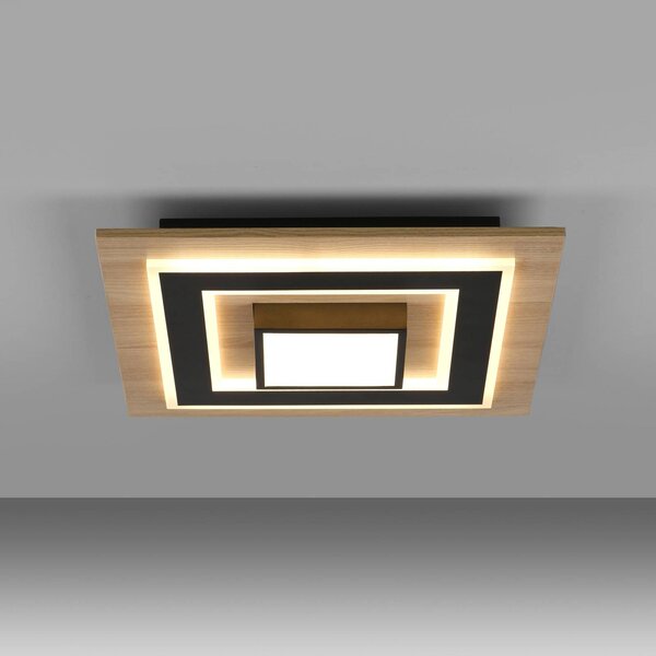 JUST LIGHT. GmbH LED mennyezeti lámpa Tola, szögletes, 2-lámpás, fa, 3000 K, Világos fa, Nappali / Étkező, Fa, Modern