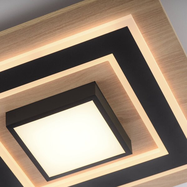 JUST LIGHT. GmbH LED mennyezeti lámpa Tola, szögletes, 2-lámpás, fa, 3000 K, Világos fa, Nappali / Étkező, Fa, Modern