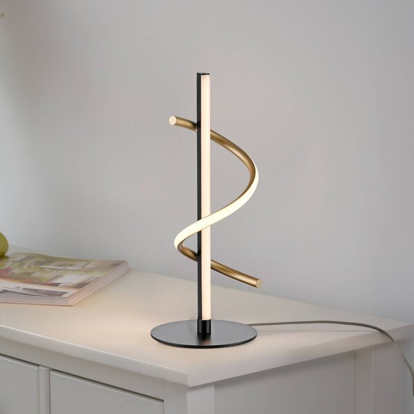 JUST LIGHT. GmbH Emanda LED-es asztali lámpa, vas, fekete-réz, dimmelhető, Fekete, Nappali / Étkező, fém, Modern