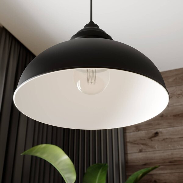 Lindby függőlámpa Cliona, fekete, fém, Ø 31 cm, E27, dimmelhető, Fekete, Nappali / Étkező, fém, Modern