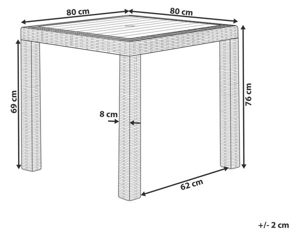 Kerti asztal FOSSANO 80 cm 80 cm Világosszürke