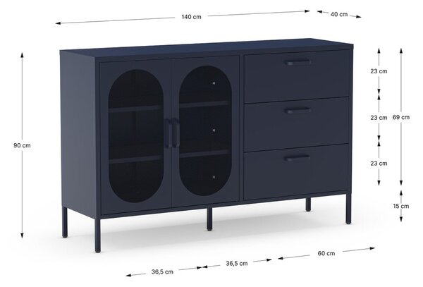 Sötétkék komód 140x90 cm Diora – Marckeric