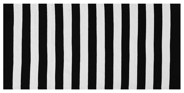 Fekete Fehér Csíkos Kültéri Szőnyeg 80 x 150 cm TAVAS