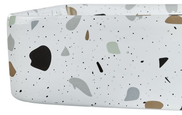 Pultra helyezhető mosdókagyló NULES 61 x 35 cm Kerámia Fehér terrazzo