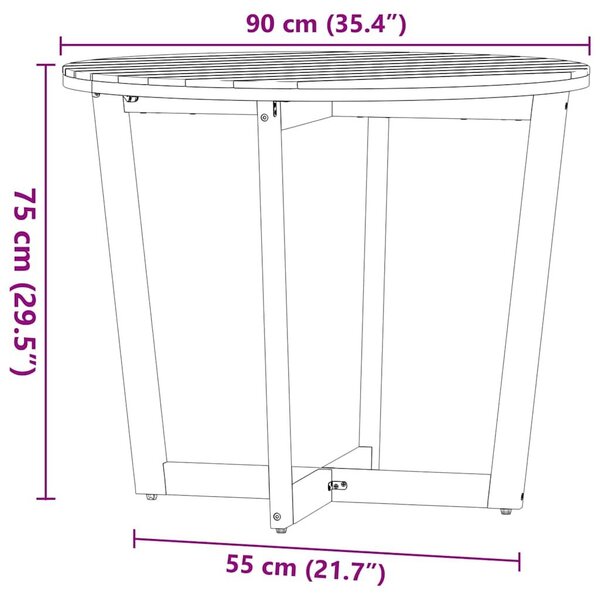 VidaXL tömör akácfa kerti étkezőasztal kerek Ø90x75 cm