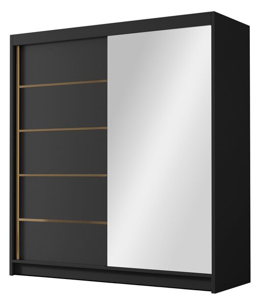 Gardróbszekrény Closico Vallor III, Laminált forgácslap, 215x180x58cm, Fekete