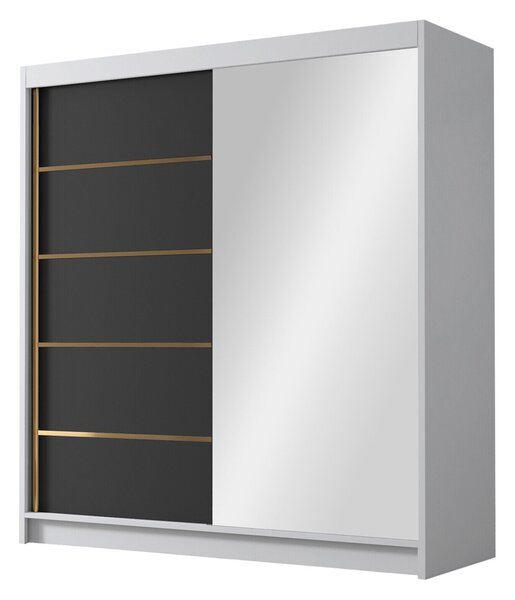 Gardróbszekrény Closico Vallor III, Laminált forgácslap, 215x180x58cm, Fehér, Fekete
