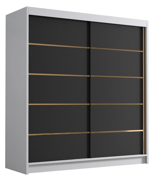 Gardróbszekrény Closico Vallor III, Laminált forgácslap, 215x180x58cm, Fekete, Fehér