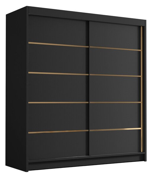 Gardróbszekrény Closico Vallor III, Laminált forgácslap, 215x180x58cm, Fekete