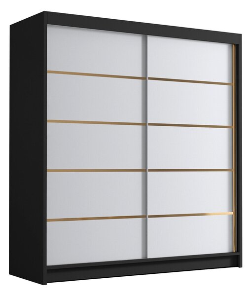 Gardróbszekrény Closico Vallor III, Laminált forgácslap, 215x180x58cm, Fekete, Fehér