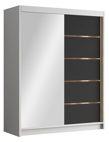 Gardróbszekrény Closico Capsa III, Laminált forgácslap, 200x150x58cm, Fehér, Fekete