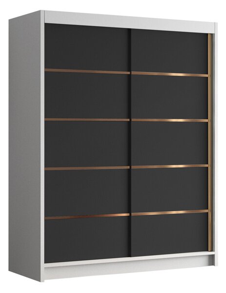 Gardróbszekrény Closico Capsa III, Laminált forgácslap, 200x150x58cm, Fehér, Fekete
