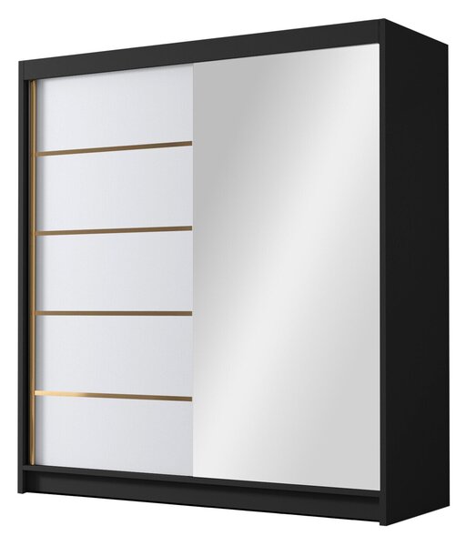 Gardróbszekrény Closico Vallor III, Laminált forgácslap, 215x180x58cm, Fehér, Fekete