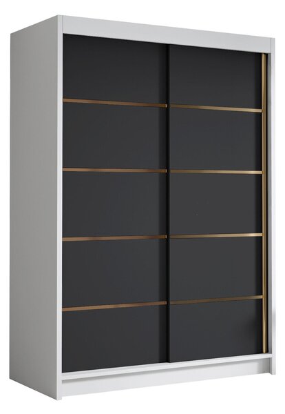 Gardróbszekrény Closico Fornix III, Laminált forgácslap, 200x120x58cm, Fekete, Fehér