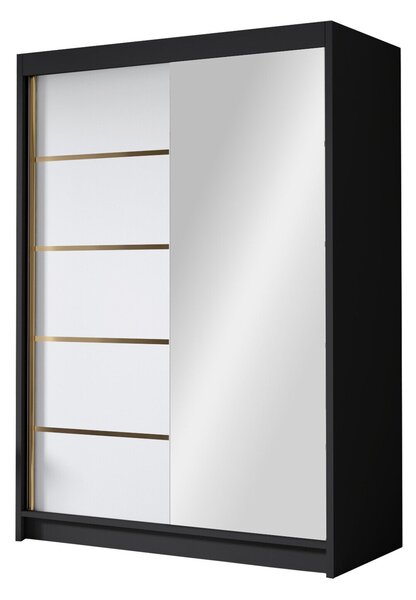 Gardróbszekrény Closico Fornix III, Laminált forgácslap, 200x120x58cm, Fehér, Fekete