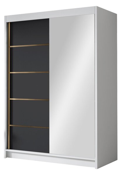 Gardróbszekrény Closico Fornix III, Laminált forgácslap, 200x120x58cm, Fehér, Fekete