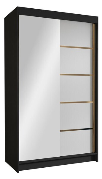Gardróbszekrény Closico Corden III, Laminált forgácslap, 200x100x58cm, Fehér, Fekete