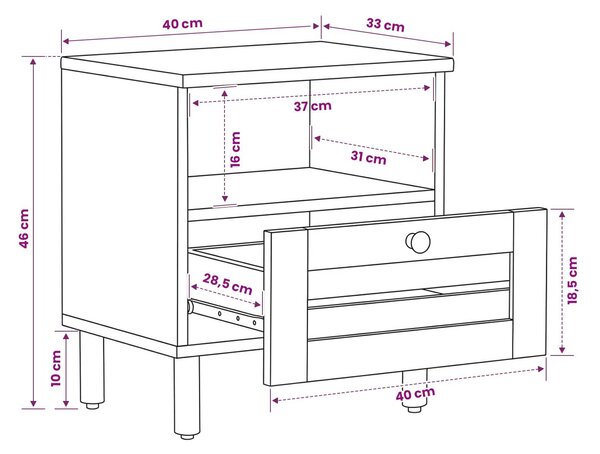 VidaXL Éjjeli asztal 2 pcs Barna 40 x 33 x 46 cm Tömör Mangófát