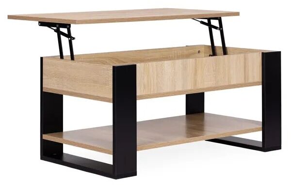 Emelhető dohányzóasztal tárolóval és polccal 90 cm sonoma tölgy