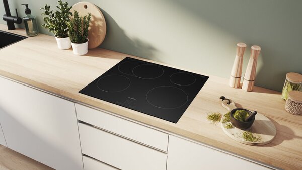 Bosch Serie 4, Indukciós főzőlap, 60 cm, Matt fekete, munkapultra építhető keret nélkül, PIF61ABB5E