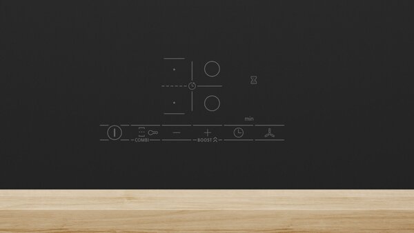 Bosch Serie 4, Indukciós főzőlap, beépített elszívóval, 80 cm, Matt fekete, munkapultra építhető keret nélkül, PVS81AB16E