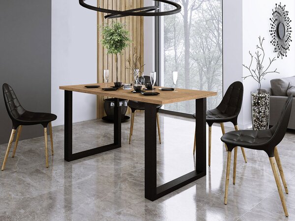 Asztal Tucson 136, 75x67cm, Lancelot tölgy, Fekete