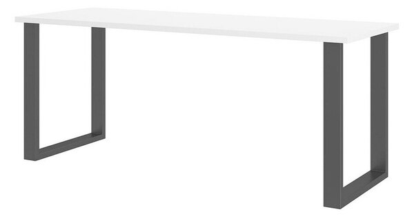 Asztal Tucson 138, Fehér, Fekete, 75x67x185cm, Laminált forgácslap, Fém