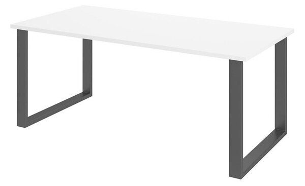 Asztal Tucson 139, Fehér, Fekete, 75x90x185cm, Laminált forgácslap, Fém