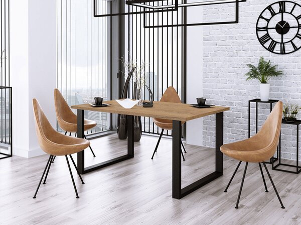Asztal Tucson 139, 75x90cm, Lancelot tölgy, Fekete