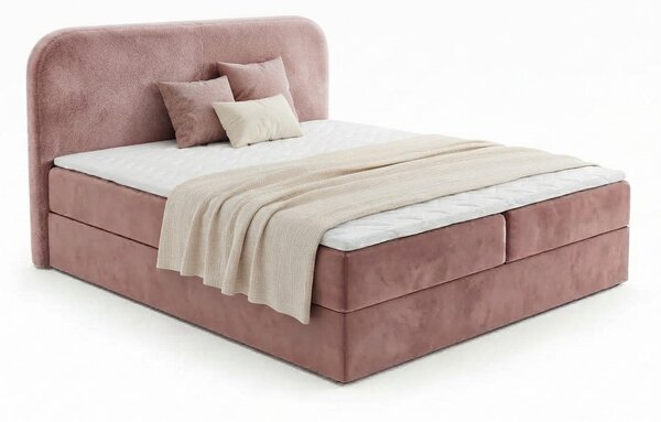 Kárpitozott boxspring ágy FORENA 160x200 cm vintage rózsaszín Matrac: Bonell rugós matrac