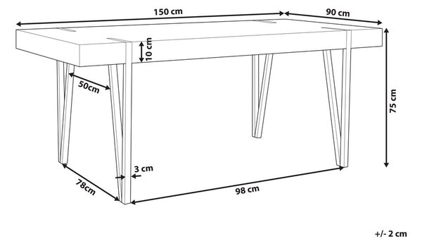 Étkezőasztal ADENA Szürke betonhatás 150 cm 90 cm