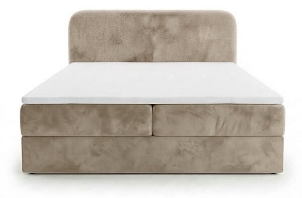 Kárpitozott boxspring ágy FORENA 160x200 cm bézs Matrac: Bonell rugós matrac