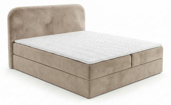 Kárpitozott boxspring ágy FORENA 160x200 cm bézs Matrac: Bonell rugós matrac
