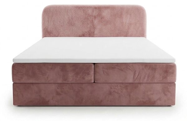 Kárpitozott boxspring ágy FORENA 160x200 cm vintage rózsaszín Matrac: Bonell rugós matrac