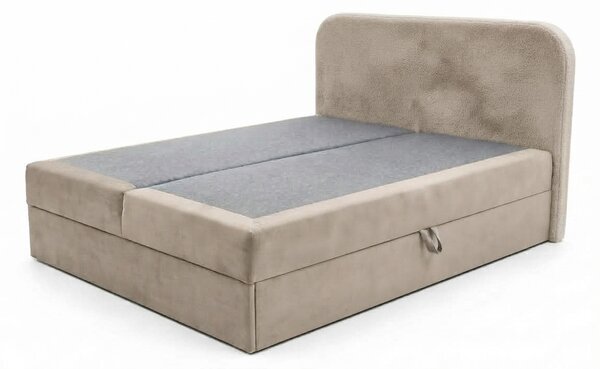 Kárpitozott boxspring ágy FORENA 160x200 cm bézs Matrac: Bonell rugós matrac