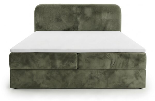 Kárpitozott boxspring ágy FORENA 140x200 cm sötétzöld Matrac: Bonell rugós matrac