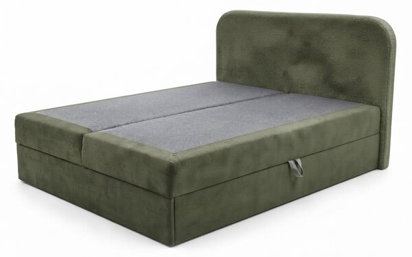 Kárpitozott boxspring ágy FORENA 140x200 cm sötétzöld Matrac: Bonell rugós matrac