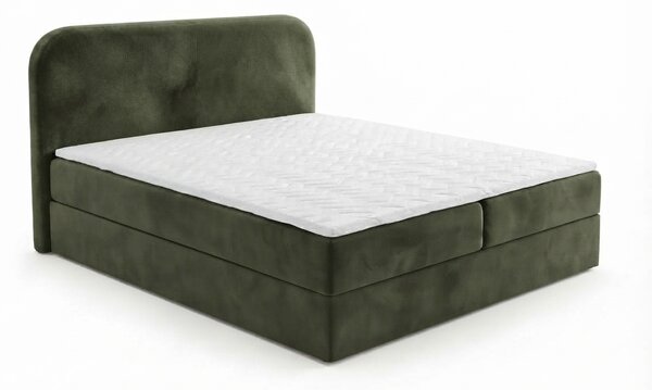 Kárpitozott boxspring ágy FORENA 140x200 cm sötétzöld Matrac: Bonell rugós matrac