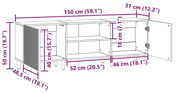 VidaXL TV szekrény Fehér 150 x 31 x 50 cm Szerelt Fa
