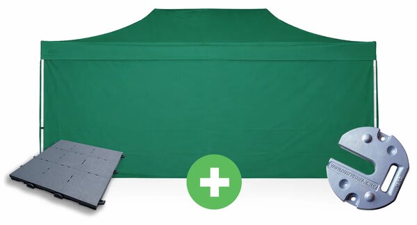 Ollós sátor 3x6m ALU PREMIUM SZETT - tömör oldalfalak + padló + sátorsúlyok szín zöld
