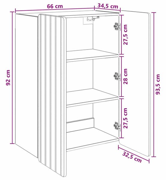 VidaXL Fali szekrény Fehér 66 x 34,5 x 92 cm Szerelt Fa