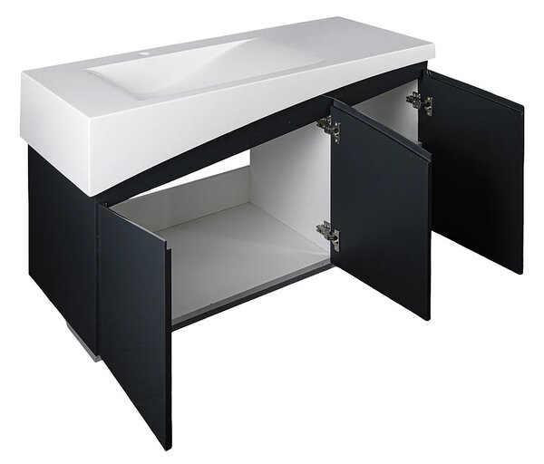 TMP SMYRNA 120 - FEKETE - fali fürdőszobabútor - Akrivit öntött műmárvány mosdóval - 120 x 48,5 cm