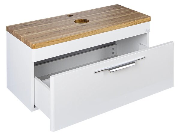TMP MOON 90 cm fehér - natúr dió - fali fürdőszobabútor - mosdó nélkül - Top Counter mosdókhoz
