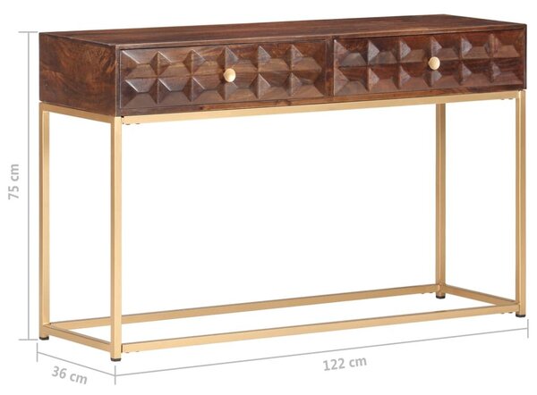 VidaXL tömör mangófa konzolasztal 122 x 36 x 75 cm