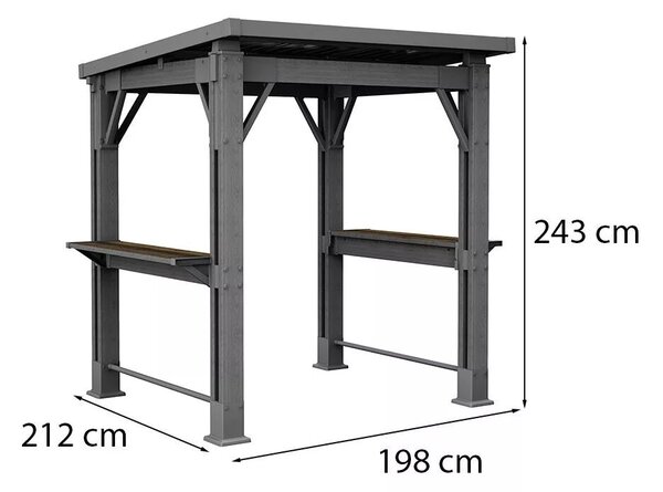Kerti grill pavilon, pulttal, tetővel