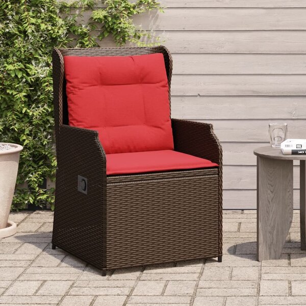 VidaXL 2 db barna polyrattan dönthető kerti szék párnákkal