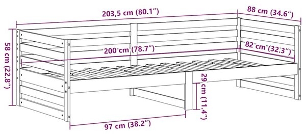 VidaXL tömör fenyőfa heverő matrac nélkül 80 x 200 cm